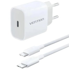 Vention Cargador de Pared 20W con USB-C y Cable USB-C Blanco G16W0-EU
